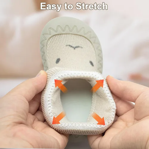 Vista 3 de 2 pares de zapatos antideslizantes estilo caroon para bebés, zapatos para niños y niñas, zapatos para caminar, zapatos de goma suave con pantuflas