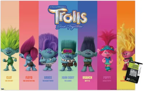 Vista 7 de Trends International Trolls: Band Together - Póster de pared Perfect Harmony, 14.72 x 22.37 pulgadas, paquete de póster premium y alfiler