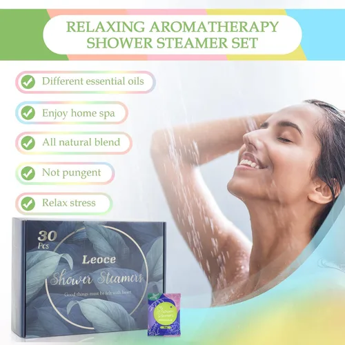 Vista 4 de leoce Vaporizadores de ducha empaquetados en varias cantidades, para mujeres/hombres, bombas de ducha aromáticas, tabletas envueltas individualmente