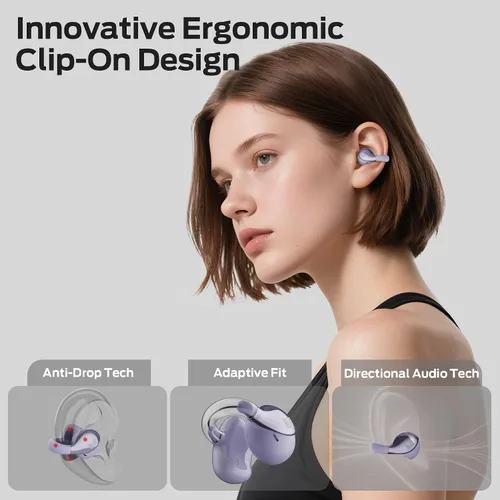 Vista 10 de Monster Open Ear AC225 - Auriculares inalámbricos Bluetooth 6.0, sonido estéreo, ligeros y cómodos auriculares con clip con micrófono ENC