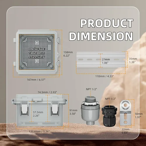 Vista 2 de Joinfworld Caja Eléctrica al Aire Libre Impermeable IP67 6X6 Caja de Proyecto de Plástico Recinto Resistente a la Intemperie para WiFi Electrónica