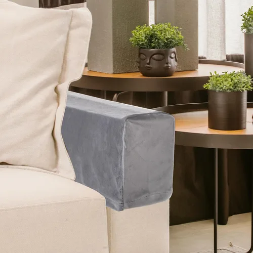 Vista 5 de BESPORTBLE Fundas elásticas para reposabrazos para sillas, sofá, sillón, sofás de terciopelo para el hogar, oficina, sofá reclinable, color gris