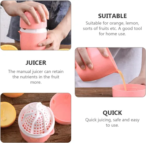Vista 7 de 2 Pcs Manual Fruit Juicer Portable Orange Lemon Squeezer Non-electric Handheld Citrus Press for Household Use Easy to Clean Safe Kitchen Tool Random