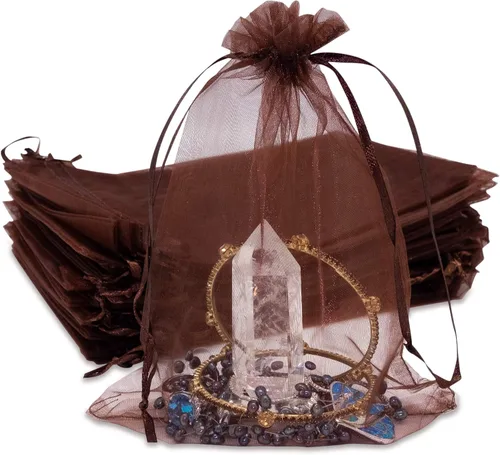 Vista 53 de TheDisplayGuys - Paquete de 48 bolsas de regalo de organza transparente negra de 2 x 2-3/4 pulgadas con cordón, bolsas de regalo para joyas, bolsas