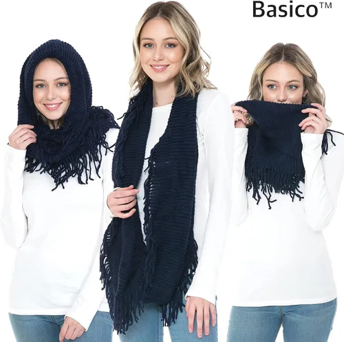 Vista 3 de Basico - Bufandas infinitas para mujer, modernas, suaves y de invierno
