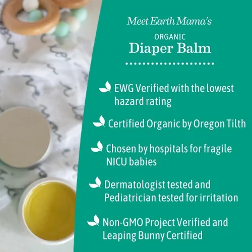 Vista 5 de Earth Mama Bálsamo de pañales orgánico multiusos para bebés Verificado por EWG, sin petróleo ni fragancia con caléndula para pieles sensibles