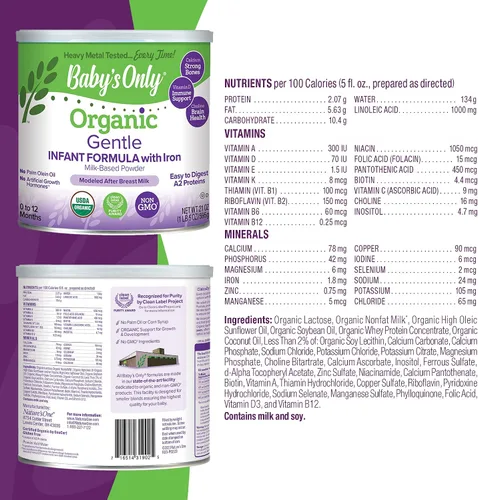 Vista 3 de Baby's Only - Fórmula A2 de leche orgánica para bebés, polvo a base