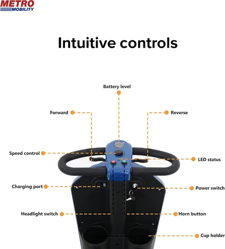 Vista 3 de Metro Mobility Scooter de movilidad de 4 ruedas para personas mayores, scooter eléctrico de movilidad de 300 libras de capacidad para adultos