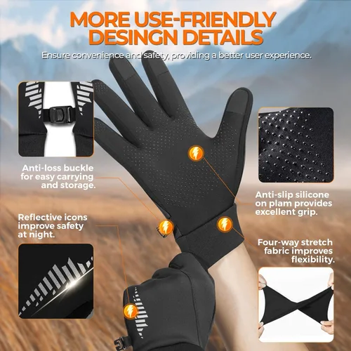 Vista 5 de rivmount Guantes de invierno para mujeres y hombres para clima frío, correr, conducir, ciclismo, resistente al agua y pantalla táctil, guantes
