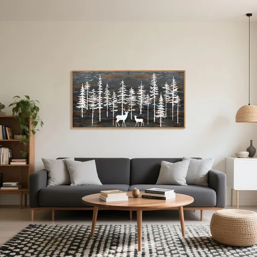 Vista 61 de Celestdeco Juego de arte de pared en lienzo abstracto y neutro grande con marco naranja, moderno y minimalista para pared, diseño geométrico bohemio