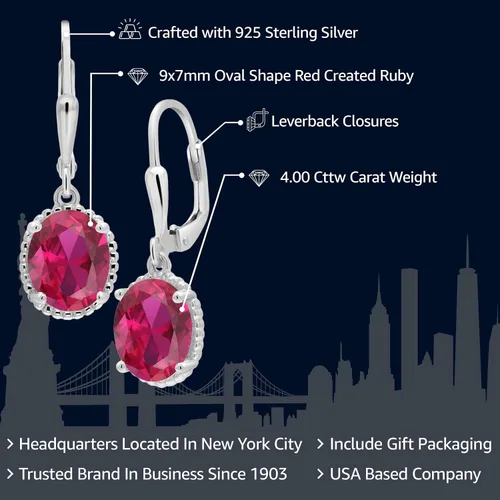 Vista 58 de Gem Stone King Aretes colgantes de gota para mujer, plata de ley 925, piedra natal ovalada de 0.354 x 0.276 in, joyería fina, regalos para ella