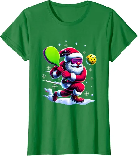 Vista 31 de Pickle Ball Navidad Santa Deporte Jugador Padel Raqueta Snow Camiseta Negro