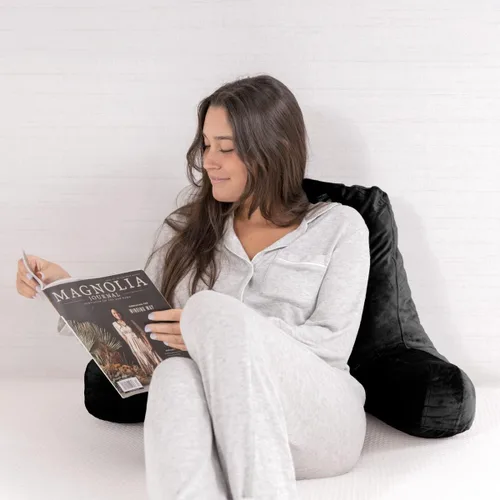 Vista 2 de Milliard - Almohada de lectura con brazos, negra, almohada de espuma viscoelástica triturada cómoda para la espalda en la cama para sentarse - Verde