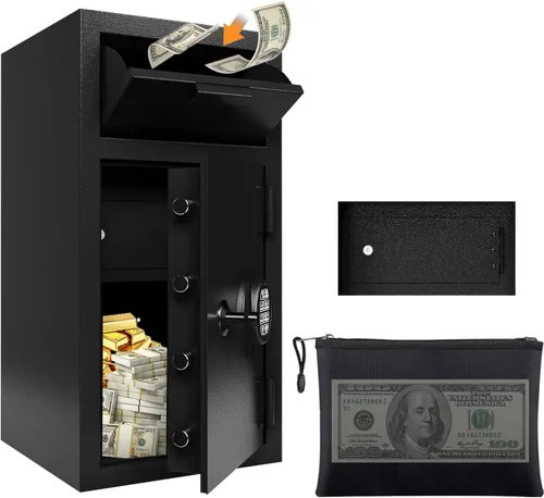 Vista 10 de Caja fuerte de caída de 2.6 pies cúbicos para dinero de negocios con ranura de depósito, combinación digital y mecanismo anti-extracción para hogar