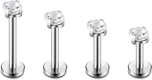 Vista 5 de ORAZIO 4-8 Pcs 18G Stainless Steel Nose Piercing Lip Rings Studs Ear Piercings 6mm