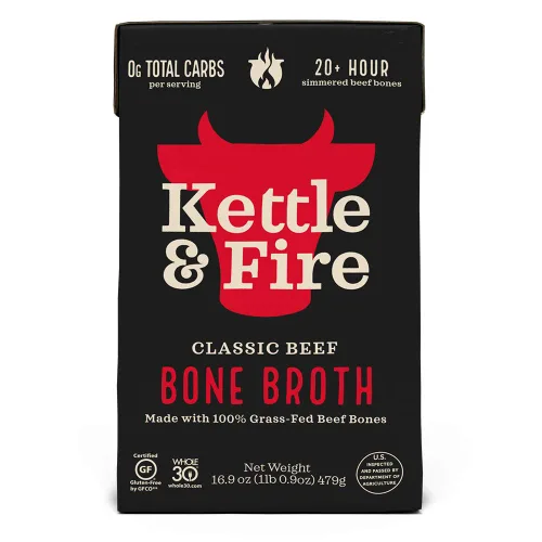 Vista 26 de Kettle and Fire Classic - Caldo de hueso de ternera, aprobado por Keto, Paleo, y Whole 30, sin gluten, alto en proteínas y colágeno, paquete de 4