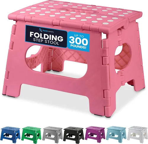 Vista 22 de Handy Laundry Taburete plegable de paso - Taburete plegable lo suficientemente resistente para apoyar a adultos y lo suficientemente seguro