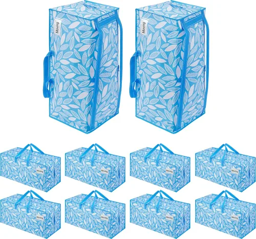Vista 55 de VENO Paquete de 6 bolsas de mudanza resistentes con correas de mochila, cremalleras y asas, bolsas de embalaje extragrandes para artículos