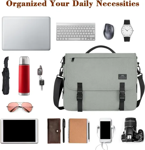 Vista 61 de MATEIN Bolsa tipo mensajero para hombres, mochila escolar para adolescentes, ligera de 17.3 pulgadas, maletín para laptop grande, bolsa cruzada