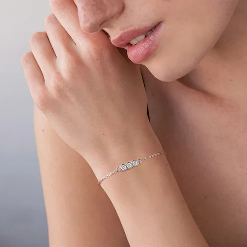 Vista 2 de AINUOSHI Pulseras de moissanita de joyería fina, regalos para el día de San Valentín para mujeres, pulsera de plata esterlina 925 chapada en oro