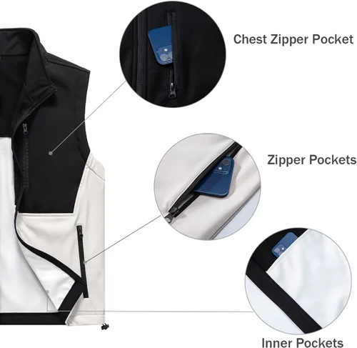 Vista 12 de Msmsse Chaleco ligero para hombre, con cuello alto, sin mangas, para senderismo, correr, golf