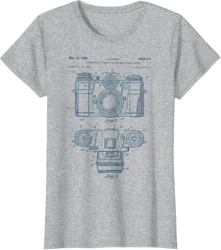 Vista 21 de Fotografía amante regalo cámara vintage esquema camiseta Negro