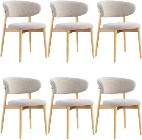 Vista 29 de YVYKFZD Juego de sillas de comedor, sillas de cocina de madera maciza, silla de comedor tapizada con respaldo curvo, silla de sala de estar sin Gris