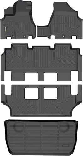 Vista 17 de Alfombrillas para todo tipo de clima y forro de carga para Volkswagen Atlas 2018-2026 (asientos de 6 pasajeros), juego completo de 3 filas