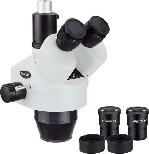 Vista 2 de AmScope Cabeza estéreo del microscopio del poder del zoom trinocular de SM7180T 7X-180X