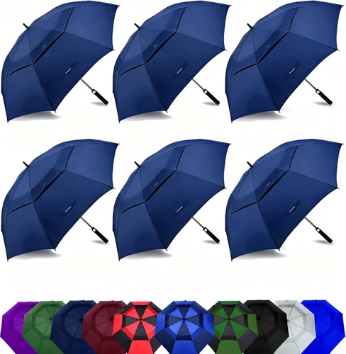Vista 21 de Paraguas de golf extragrande de 62, 68 y 72 pulgadas, con doble dosel ventilado, resistente al viento, impermeable, de apertura automática