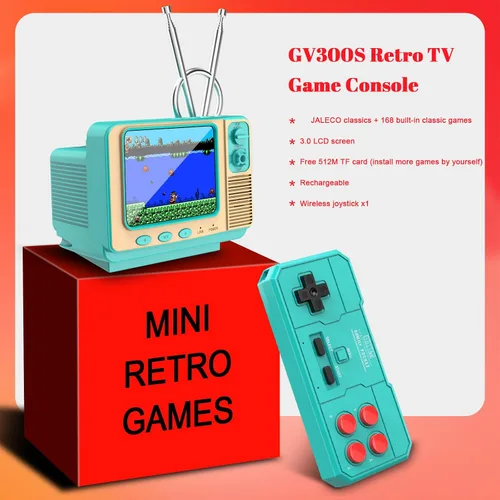 Vista 3 de Consola de juegos retro - 42 JALECO + 168 juegos clásicos, inalámbrico 2.4G de 2 jugadores, pantalla IPS de 3.0 pulgadas, expansión de tarjeta TF