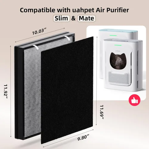 Vista 2 de uahpet Filtro de repuesto True HEPA, 1 paquete, compatible con uahpet Air Purifier Slim & Mate