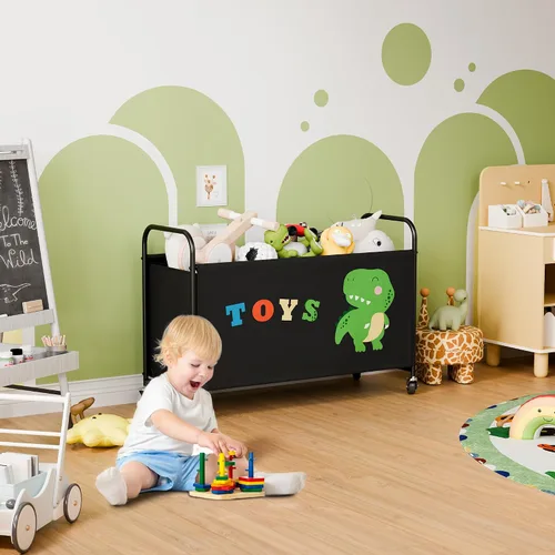 Vista 8 de GRANNY SAYS Caja de juguetes para niños y niñas, cofre de almacenamiento grande con ruedas, organizador de almacenamiento de juguetes para niños