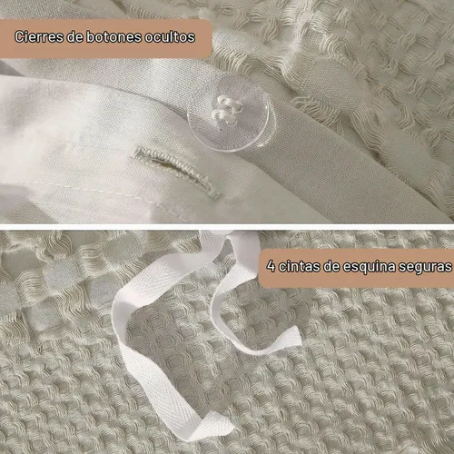 Vista 6 de Ivellow Juego de funda de edredón tamaño King, 100 % algodón, textura Avena