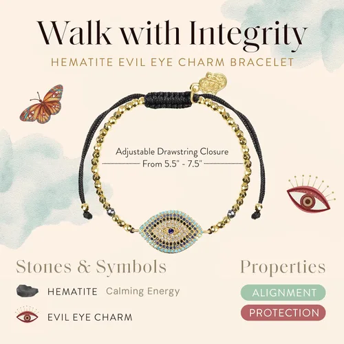 Vista 2 de KARMA AND LUCK - Camina con integridad - Pulsera de hematita genuina para mujer en tono dorado de 5.5 a 7.5 pulgadas con cierre de cordón ajustable