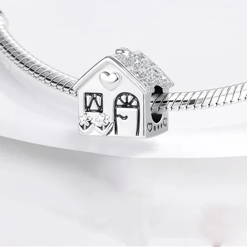 Vista 6 de YSAHan Love Family Puppy Footprints Charms Cuelgan Sweet House Home Bead Fit Pandora Pulsera Collar para Hija Hermana Mujeres Niñas