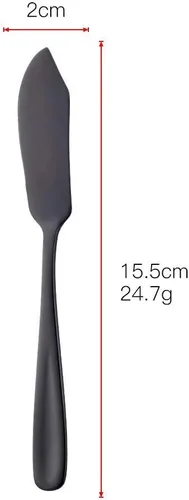 Vista 2 de Baikai - Juego de 4 cuchillos de acero inoxidable 18/10, cuchillo de mantequilla de desayuno negro, esparcidor de sándwich