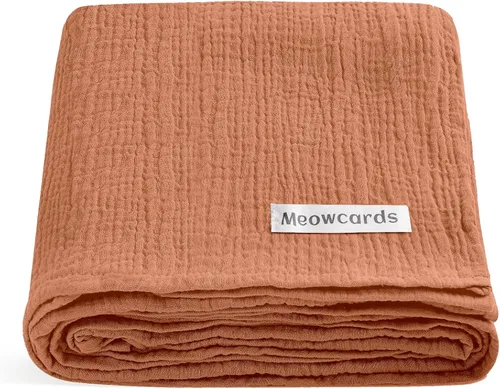 Vista 11 de meowcards Mantas de muselina para envolver al bebé, esenciales unisex para bebés niños y niñas, tamaño grande 47 x 47 pulgadas, mantas de recepción