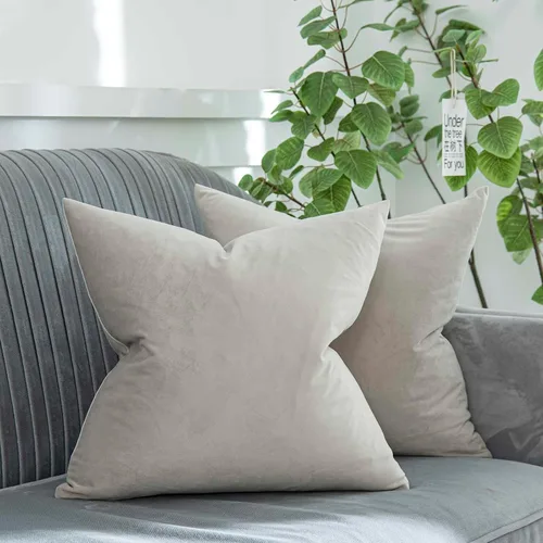 Vista 31 de Juego de 2 fundas de almohada decorativas de terciopelo de 14 x 14 pulgadas con cremallera, fundas de cojín cuadradas suaves y lisas de lujo