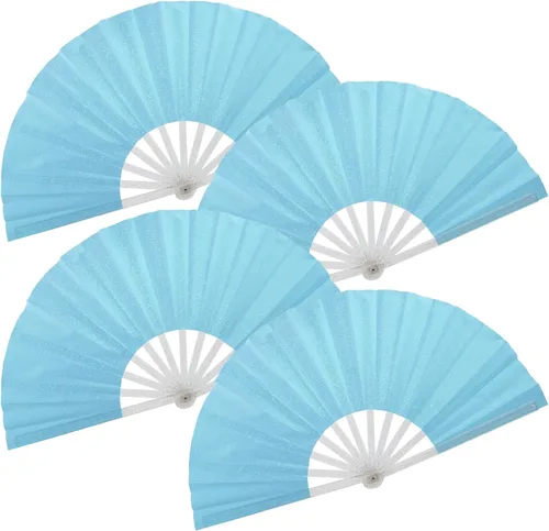 Vista 26 de Ventilador plegable de mano grande, botas en el suelo, abanicos decorativos plegables de manivela para bailes, fiestas, bodas, festivales de música