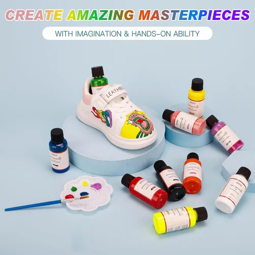 Vista 2 de Kit de reparación de vinilo y cuero, 12 colores de pintura acrílica para cuero para zapatos, zapatillas, muebles de cuero, bolsos, asiento de coche