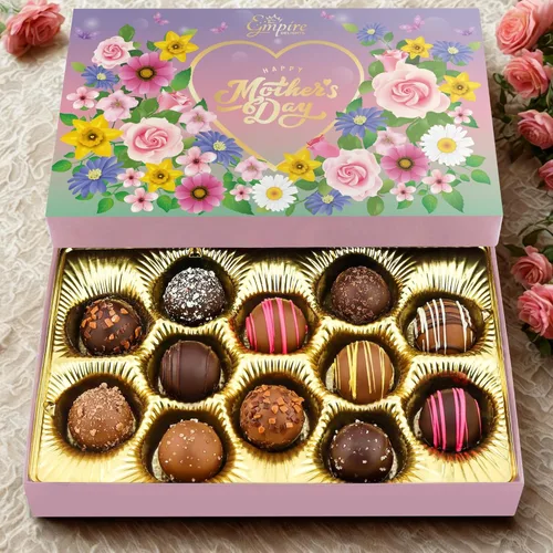 Vista 3 de Caja de regalo de chocolate para el día de la madre, caja de regalo surtida de trufas gourmet, regalos elegantes para el día de la madre para mamá