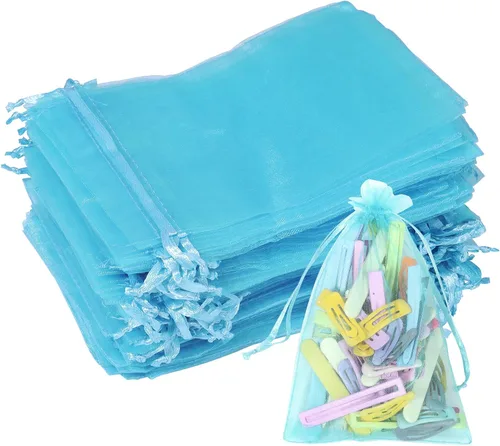 Vista 18 de Partyeah 50 bolsas de organza de 4 x 6 pulgadas, pequeñas bolsas de malla para joyas, bolsas con cordón para bolsas de regalo de organza de dulces