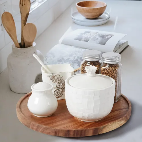 Vista 6 de Organizadores Lazy Susan de Madera de Acacia de 10 Pulgadas, ACIAZAAZ Lazy Susan Giratorio para Gabinete, Giratorio de Cocina para Almacenamiento