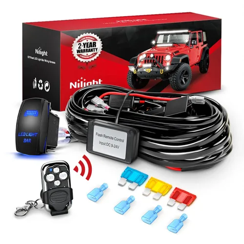 Vista 12 de Nilight - Arnés de cableado remoto para barra de luz LED, intermitente estroboscópico inalámbrico, luces de trabajo para conducción, 12V, 20A
