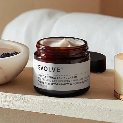 Vista 7 de Evolve Organic Beauty - Crema facial Nightly Renew Nutritiva, suave, regordeta, refrescante Bio retinol, peonía, mezcla de aceites esenciales