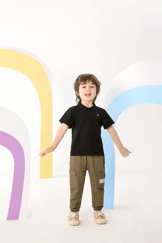 Vista 5 de Feidoog Pantalones deportivos de algodón sólido con cintura elástica para niños pequeños, paquete de 23