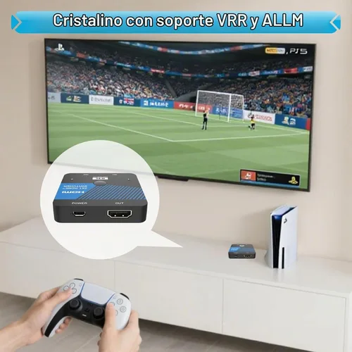 Vista 5 de 8K HDMI Switch 2 en 1 salida 4K @120Hz HDMI Switcher Soporte HDR10+, Dolby Vision, VRR, ALLM