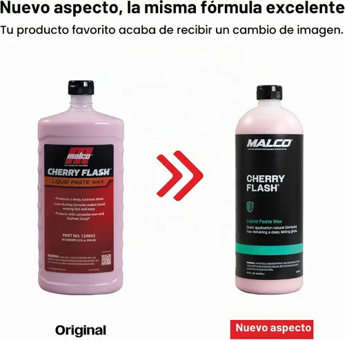 Vista 3 de Malco Cherry Flash - Cera de pasta líquida para autos – Protege y dale brillo a tu vehículo/La forma más fácil de encerar manualmente tu auto/Brillo