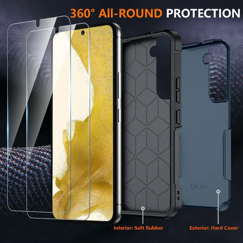 Vista 3 de SPIDERCASE Funda para Samsung Galaxy S22 5G, [protección contra caídas de grado militar de 10 pies] Antideslizante [Paquete de 2] Protector de Azul